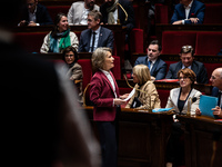 Anne Genetet, Minister of Education, is in Parliament during question time in Paris, France, on November 13, 2024. (