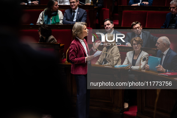 Anne Genetet, Minister of Education, is in Parliament during question time in Paris, France, on November 13, 2024. 