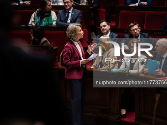 Anne Genetet, Minister of Education, is in Parliament during question time in Paris, France, on November 13, 2024. (