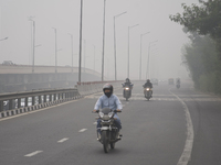 Visibility drops due to severe air pollution in New Delhi, India, on November 13, 2024 (