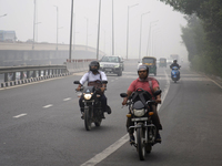 Visibility drops due to severe air pollution in New Delhi, India, on November 13, 2024 (