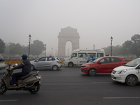 Visibility drops due to severe air pollution in New Delhi, India, on November 13, 2024 (