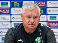 Uzbekistan national team assistant coach Vlado Radmanovich attends a press conference at Jassim Bin Hamad Stadium in Doha, Qatar, on Novembe...