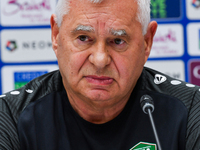 Uzbekistan national team assistant coach Vlado Radmanovich attends a press conference at Jassim Bin Hamad Stadium in Doha, Qatar, on Novembe...