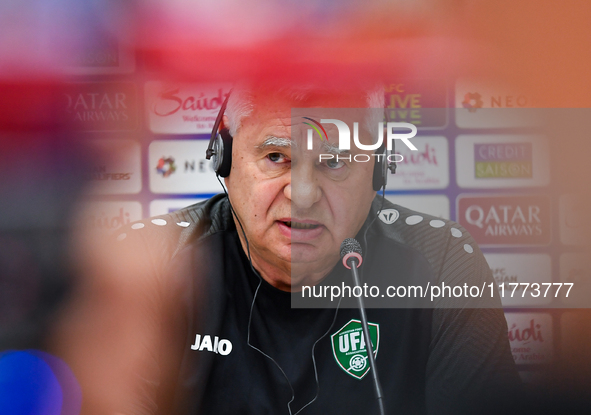 Uzbekistan national team assistant coach Vlado Radmanovich attends a press conference at Jassim Bin Hamad Stadium in Doha, Qatar, on Novembe...