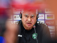 Uzbekistan national team assistant coach Vlado Radmanovich attends a press conference at Jassim Bin Hamad Stadium in Doha, Qatar, on Novembe...