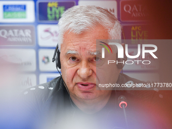 Uzbekistan national team assistant coach Vlado Radmanovich attends a press conference at Jassim Bin Hamad Stadium in Doha, Qatar, on Novembe...