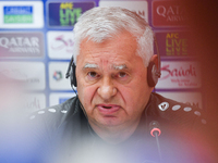 Uzbekistan national team assistant coach Vlado Radmanovich attends a press conference at Jassim Bin Hamad Stadium in Doha, Qatar, on Novembe...