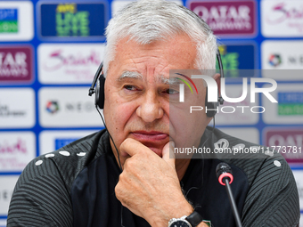 Uzbekistan national team assistant coach Vlado Radmanovich attends a press conference at Jassim Bin Hamad Stadium in Doha, Qatar, on Novembe...