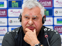 Uzbekistan national team assistant coach Vlado Radmanovich attends a press conference at Jassim Bin Hamad Stadium in Doha, Qatar, on Novembe...