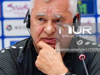 Uzbekistan national team assistant coach Vlado Radmanovich attends a press conference at Jassim Bin Hamad Stadium in Doha, Qatar, on Novembe...