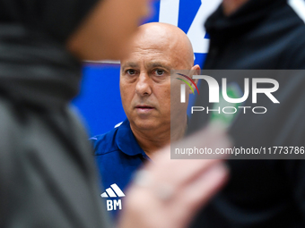 Qatar national team head coach Marquez Lopez attends a press conference at Jassim Bin Hamad Stadium in Doha, Qatar, on November 13, 2024, ah...