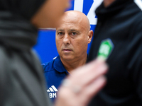 Qatar national team head coach Marquez Lopez attends a press conference at Jassim Bin Hamad Stadium in Doha, Qatar, on November 13, 2024, ah...