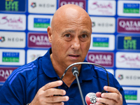 Qatar national team head coach Marquez Lopez attends a press conference at Jassim Bin Hamad Stadium in Doha, Qatar, on November 13, 2024, ah...