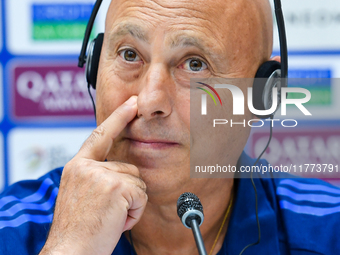 Qatar national team head coach Marquez Lopez attends a press conference at Jassim Bin Hamad Stadium in Doha, Qatar, on November 13, 2024, ah...