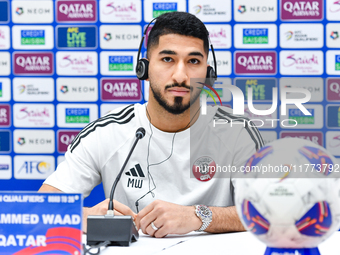 Qatar national player Mohammed Waad attends a press conference at Jassim Bin Hamad Stadium in Doha, Qatar, on November 13, 2024, ahead of th...