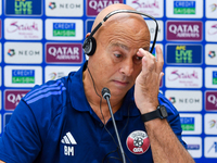 Qatar national team head coach Marquez Lopez attends a press conference at Jassim Bin Hamad Stadium in Doha, Qatar, on November 13, 2024, ah...