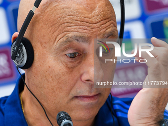 Qatar national team head coach Marquez Lopez attends a press conference at Jassim Bin Hamad Stadium in Doha, Qatar, on November 13, 2024, ah...