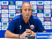 Qatar national team head coach Marquez Lopez attends a press conference at Jassim Bin Hamad Stadium in Doha, Qatar, on November 13, 2024, ah...