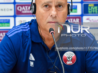 Qatar national team head coach Marquez Lopez attends a press conference at Jassim Bin Hamad Stadium in Doha, Qatar, on November 13, 2024, ah...