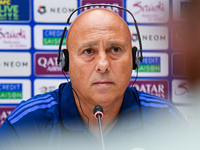 Qatar national team head coach Marquez Lopez attends a press conference at Jassim Bin Hamad Stadium in Doha, Qatar, on November 13, 2024, ah...