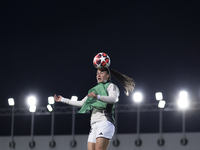 Maria Mendez of Real Madrid women warms up during the UEFA Women's Champions League match between Real Madrid and FC Twente at Alfredo Di St...