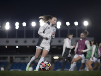 Several players of Real Madrid warm up during the UEFA Women's Champions League match between Real Madrid and FC Twente at Alfredo Di Stefan...