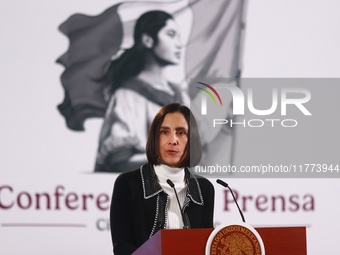 Luz Elena Gonzalez Escobar, Secretary of Energy, speaks during a briefing conference about the rescue of Mexican Petroleum (PEMEX) at the Na...