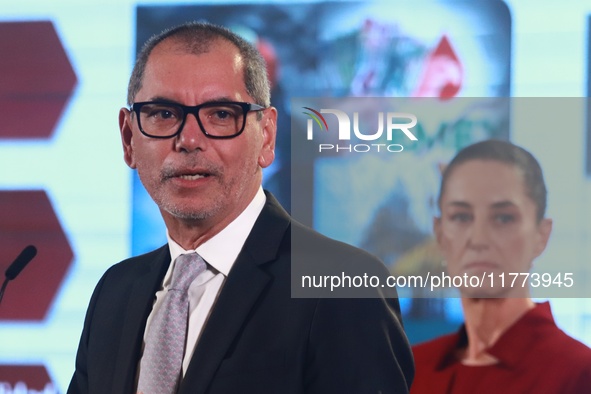 Edgar Amador Zamora, Undersecretary of Finance and Public Credit, speaks during a briefing conference about the rescue of Mexican Petroleum...