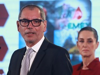 Edgar Amador Zamora, Undersecretary of Finance and Public Credit, speaks during a briefing conference about the rescue of Mexican Petroleum...