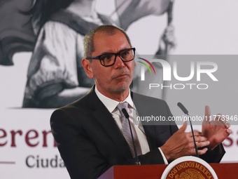 Edgar Amador Zamora, Undersecretary of Finance and Public Credit, speaks during a briefing conference about the rescue of Mexican Petroleum...