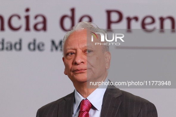 Victor Rodriguez Padilla, general director of Petroleos Mexicanos (PEMEX), speaks during a briefing conference about the rescue of Mexican P...