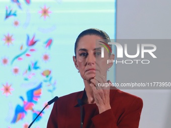 Claudia Sheinbaum Pardo, President of Mexico, speaks during a briefing conference about the rescue of Mexican Petroleum (PEMEX) at the Natio...