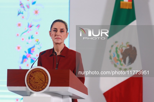 Claudia Sheinbaum Pardo, President of Mexico, speaks during a briefing conference about the rescue of Mexican Petroleum (PEMEX) at the Natio...