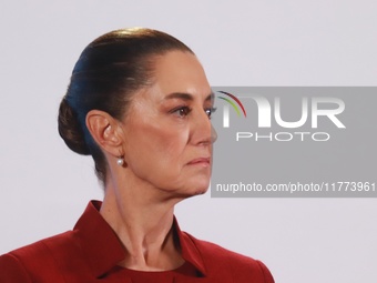 Claudia Sheinbaum Pardo, President of Mexico, speaks during a briefing conference about the rescue of Mexican Petroleum (PEMEX) at the Natio...