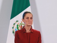 Claudia Sheinbaum Pardo, President of Mexico, speaks during a briefing conference about the rescue of Mexican Petroleum (PEMEX) at the Natio...