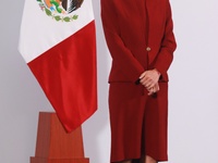 Claudia Sheinbaum Pardo, President of Mexico, speaks during a briefing conference about the rescue of Mexican Petroleum (PEMEX) at the Natio...