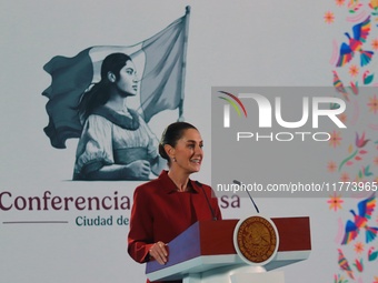 Claudia Sheinbaum Pardo, President of Mexico, speaks during a briefing conference about the rescue of Mexican Petroleum (PEMEX) at the Natio...