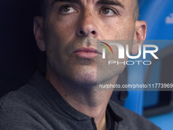 Jose Luis Sanchez Vera, Head Coach of Real Sociedad, looks on prior to the Liga F match between RC Deportivo Abanca and Real Sociedad at Aba...