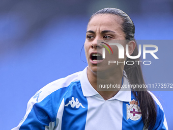 Francisca Alejandra Lara Lara of RC Deportivo Abanca reacts during the Liga F match between RC Deportivo Abanca and Real Sociedad at Abanca...