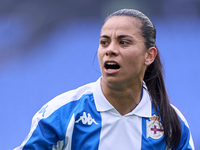 Francisca Alejandra Lara Lara of RC Deportivo Abanca reacts during the Liga F match between RC Deportivo Abanca and Real Sociedad at Abanca...