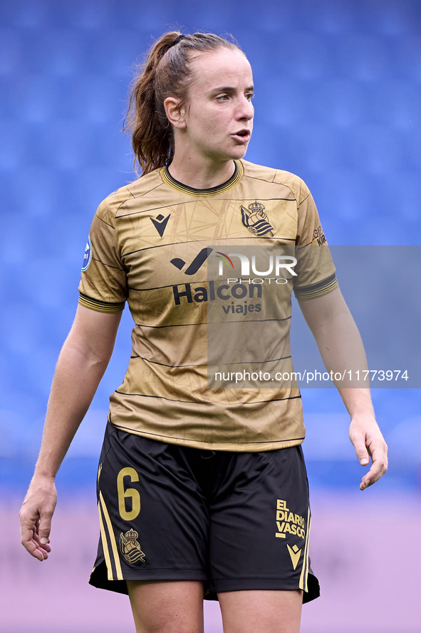 Ane Etxezarreta of Real Sociedad looks on during the Liga F match between RC Deportivo Abanca and Real Sociedad at Abanca Riazor Stadium in...