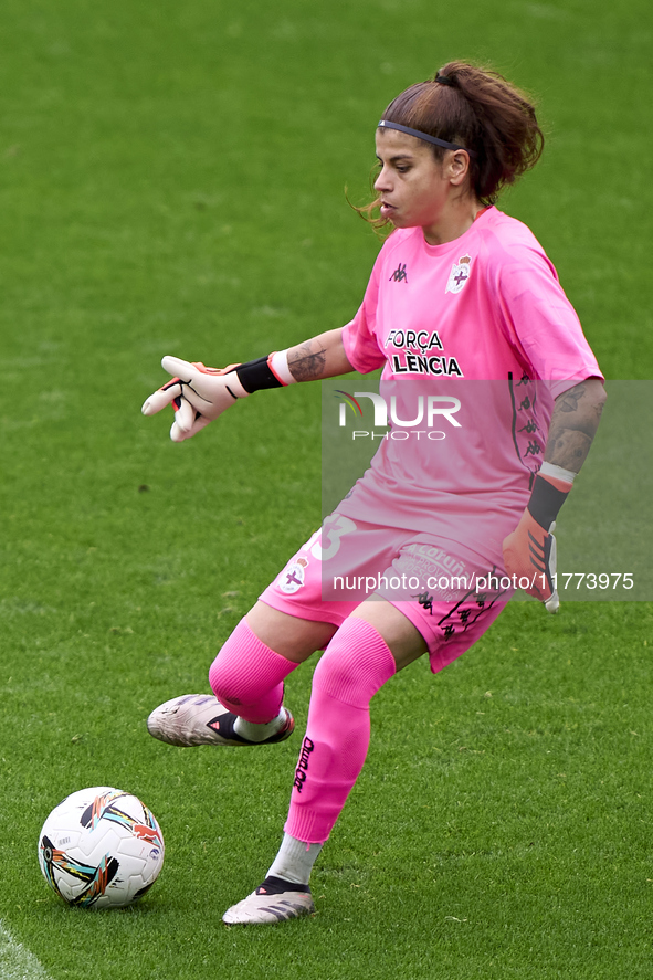 Ines Pereira of RC Deportivo Abanca is in action during the Liga F match between RC Deportivo Abanca and Real Sociedad at Abanca Riazor Stad...