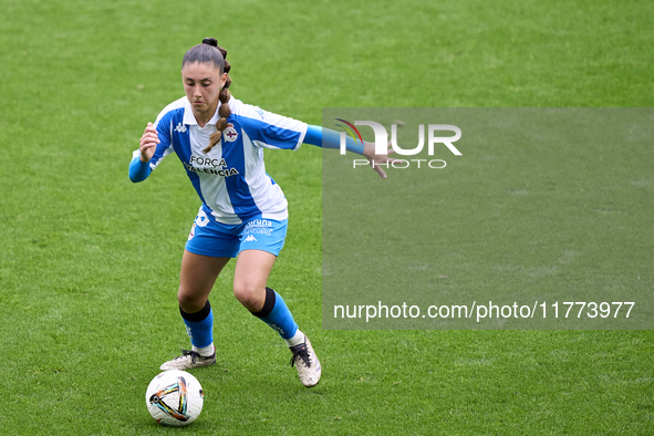 Olaya Enrique Rodriguez of RC Deportivo Abanca plays during the Liga F match between RC Deportivo Abanca and Real Sociedad at Abanca Riazor...