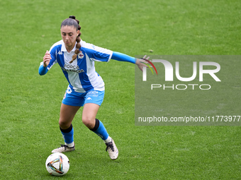 Olaya Enrique Rodriguez of RC Deportivo Abanca plays during the Liga F match between RC Deportivo Abanca and Real Sociedad at Abanca Riazor...