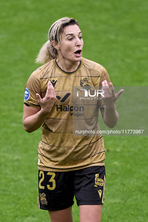 Claire Lavogez of Real Sociedad reacts during the Liga F match between RC Deportivo Abanca and Real Sociedad at Abanca Riazor Stadium in La...