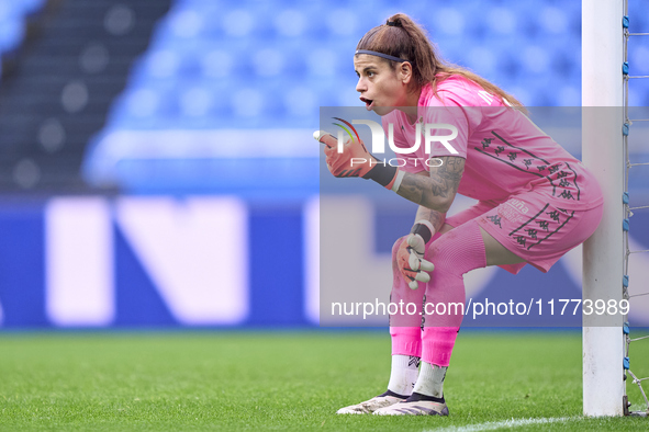 Ines Pereira of RC Deportivo Abanca reacts during the Liga F match between RC Deportivo Abanca and Real Sociedad at Abanca Riazor Stadium in...