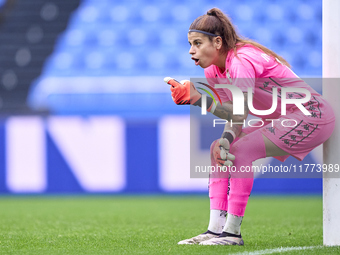 Ines Pereira of RC Deportivo Abanca reacts during the Liga F match between RC Deportivo Abanca and Real Sociedad at Abanca Riazor Stadium in...