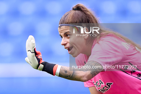 Ines Pereira of RC Deportivo Abanca reacts during the Liga F match between RC Deportivo Abanca and Real Sociedad at Abanca Riazor Stadium in...