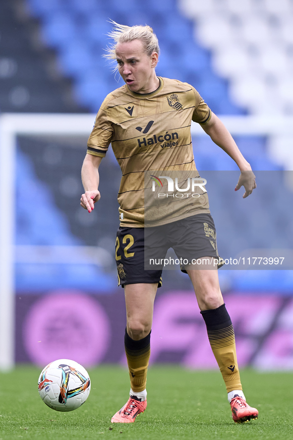 Klara Cahynova of Real Sociedad plays during the Liga F match between RC Deportivo Abanca and Real Sociedad at Abanca Riazor Stadium in La C...